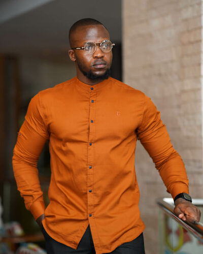 Burnt Orange Collarless Shirt