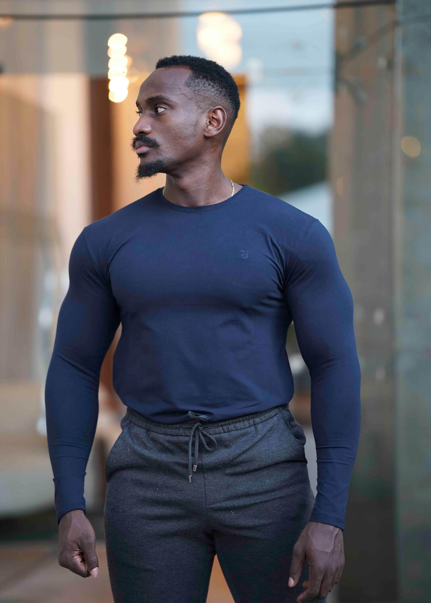 Navy Blue Long Sleeve T-Shirt 1