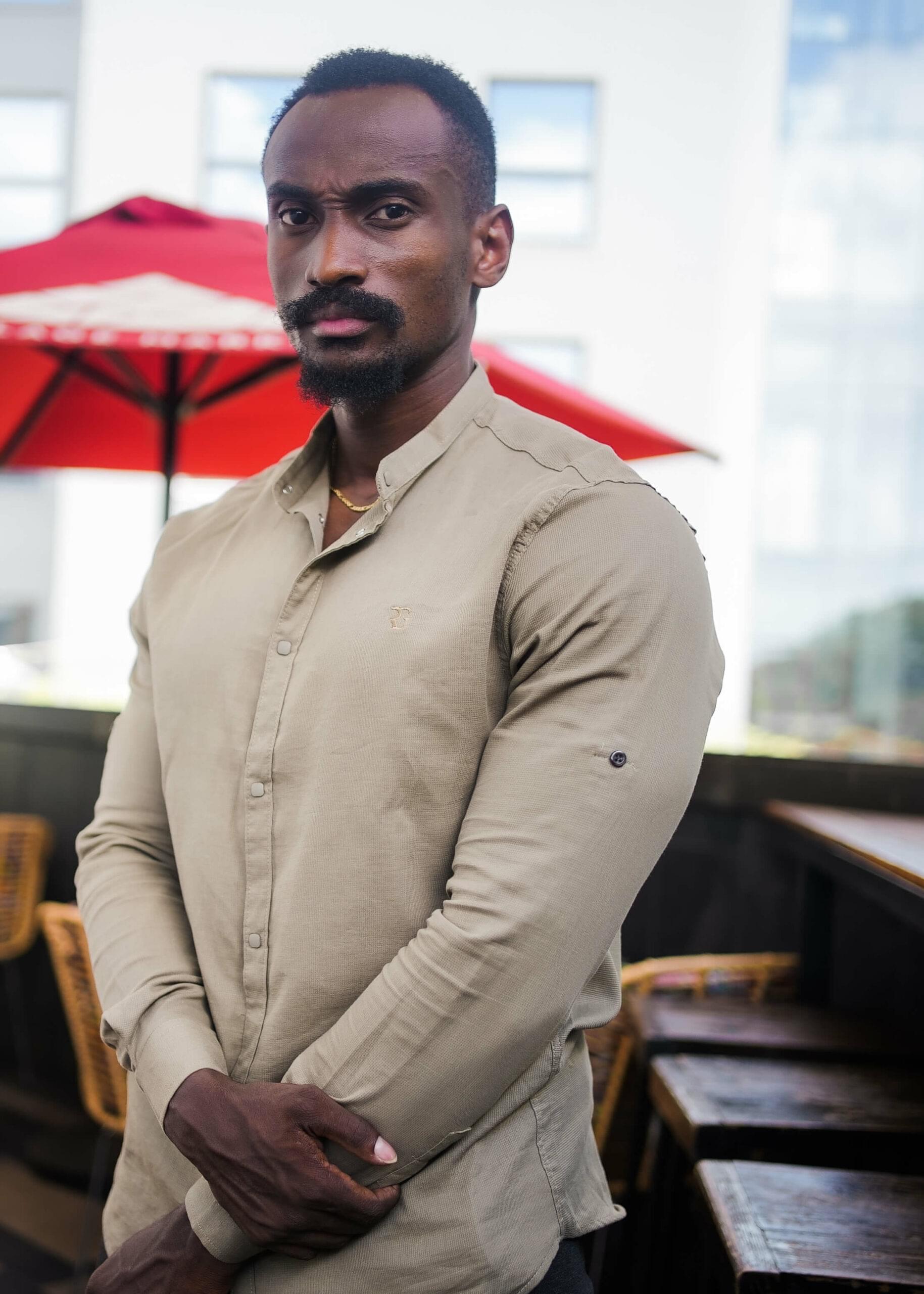 Olive Green Collarless Shirt