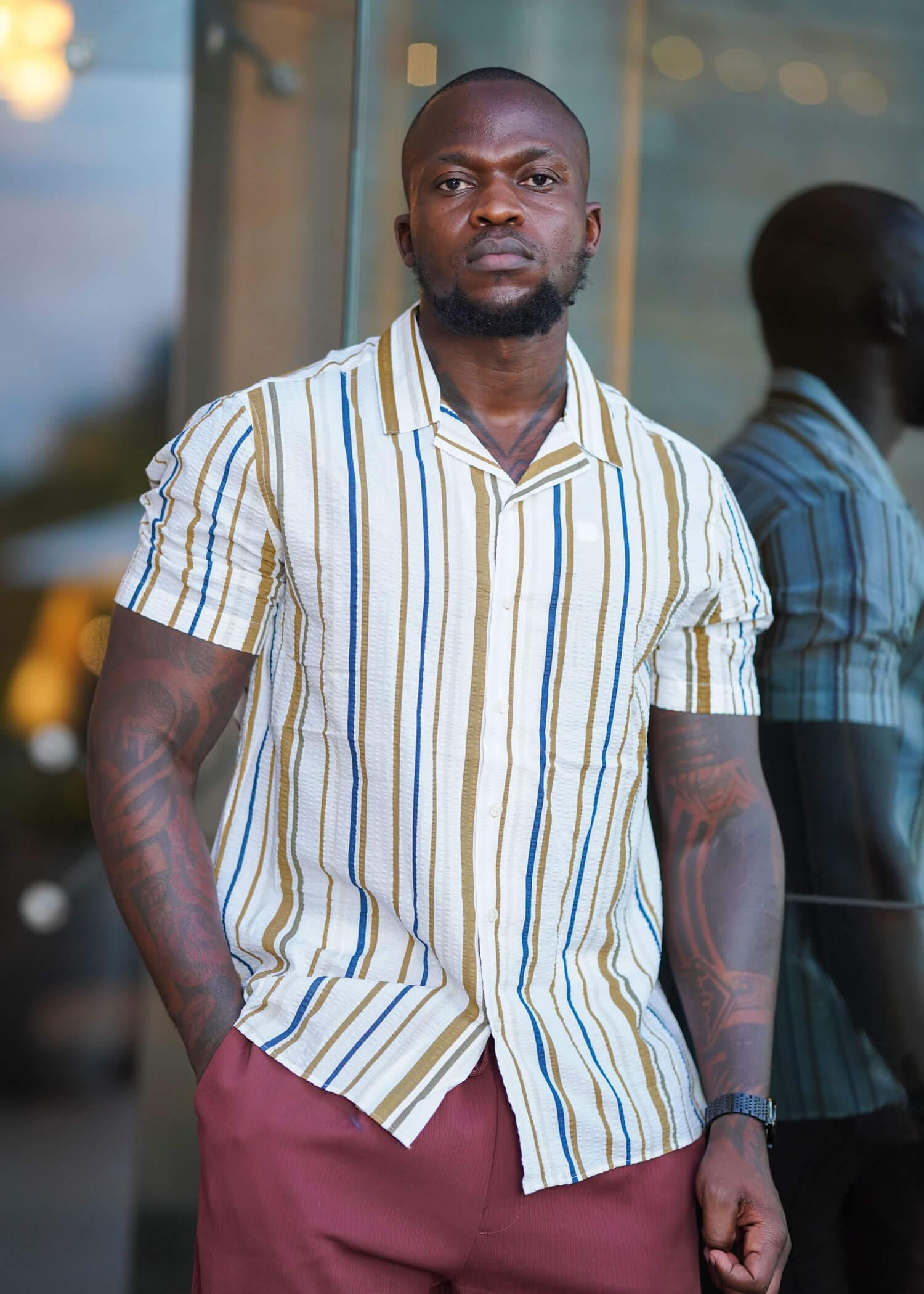 `striped casual shirt
